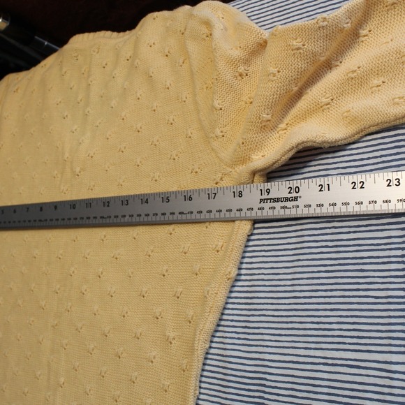 Studio Works $48 Small Golden Yellow‎ Pointelle Knit V-Neck Pullover Sweater - Picture 8 of 11